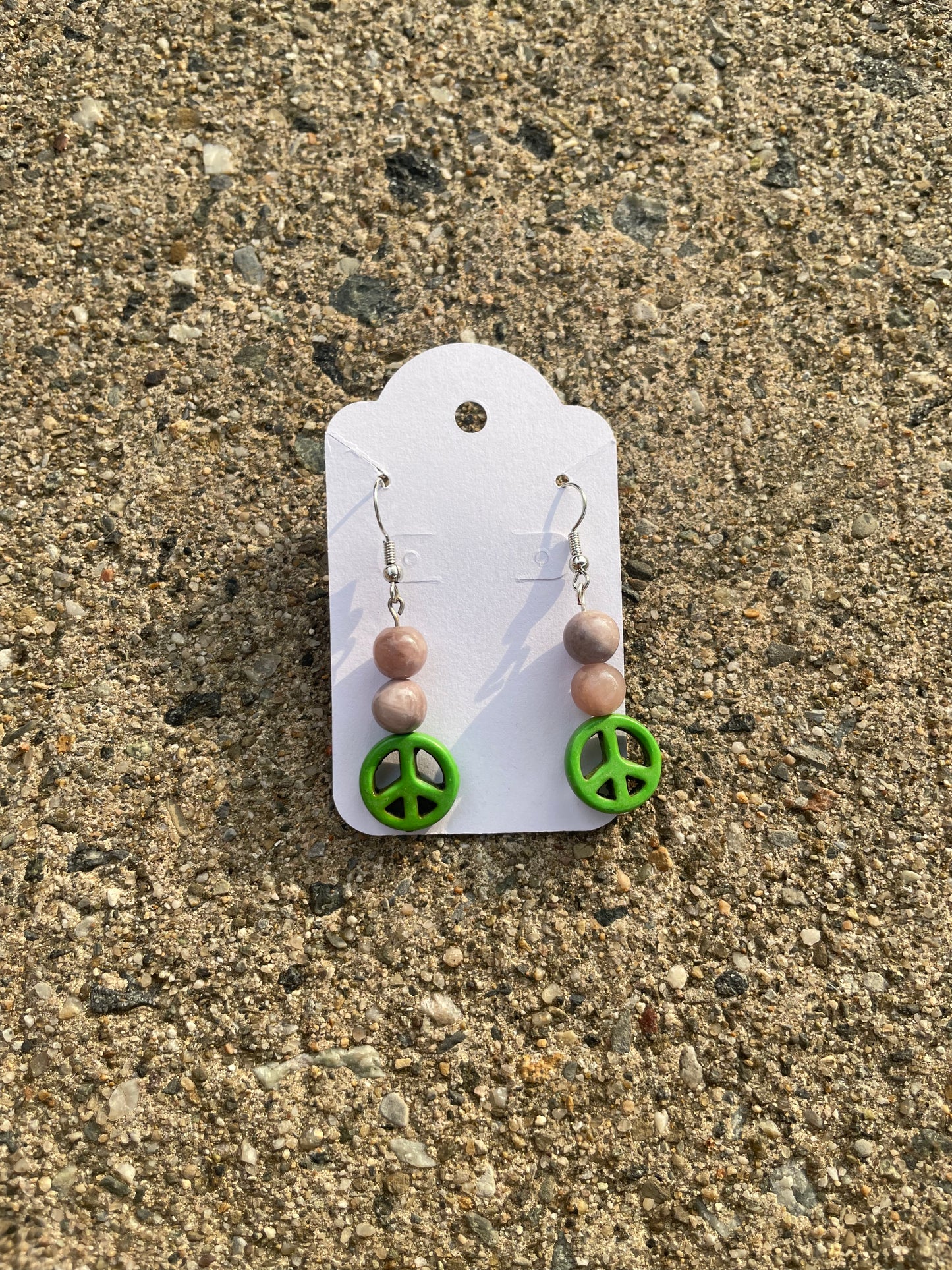 Peace Sign and Sunstone Earrings