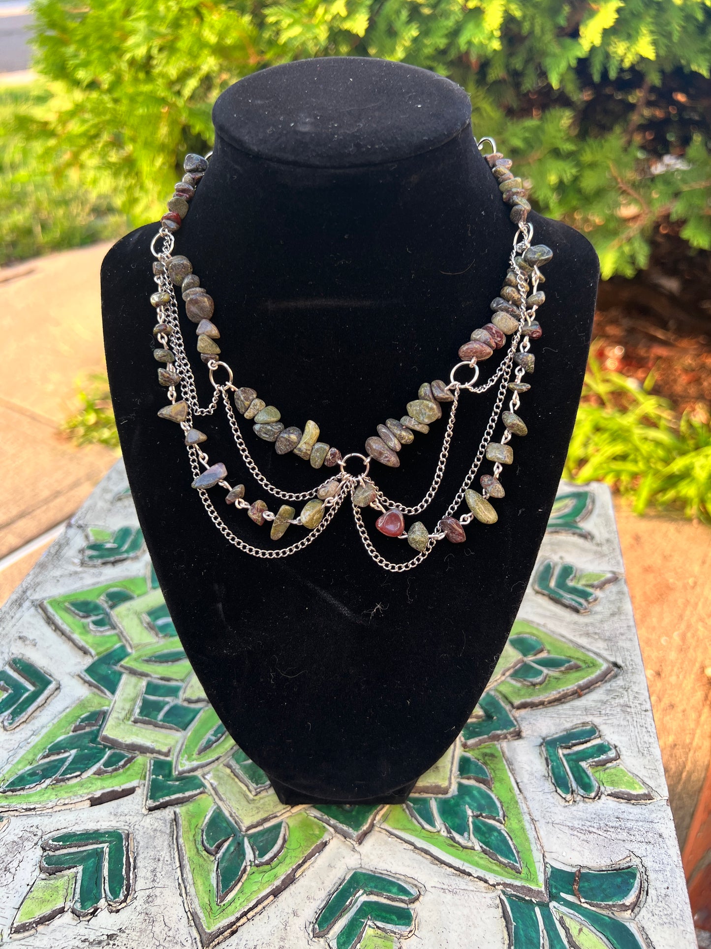 Bloodstone Ornate Chain Necklace