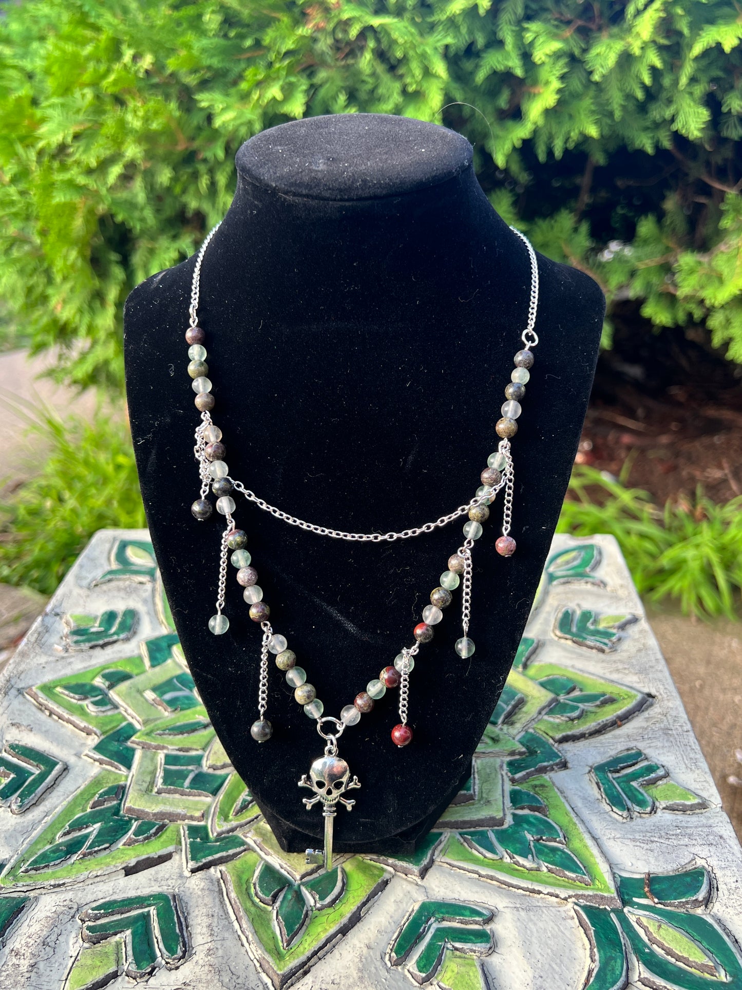 Skeleton Key Crystal Statement Necklace