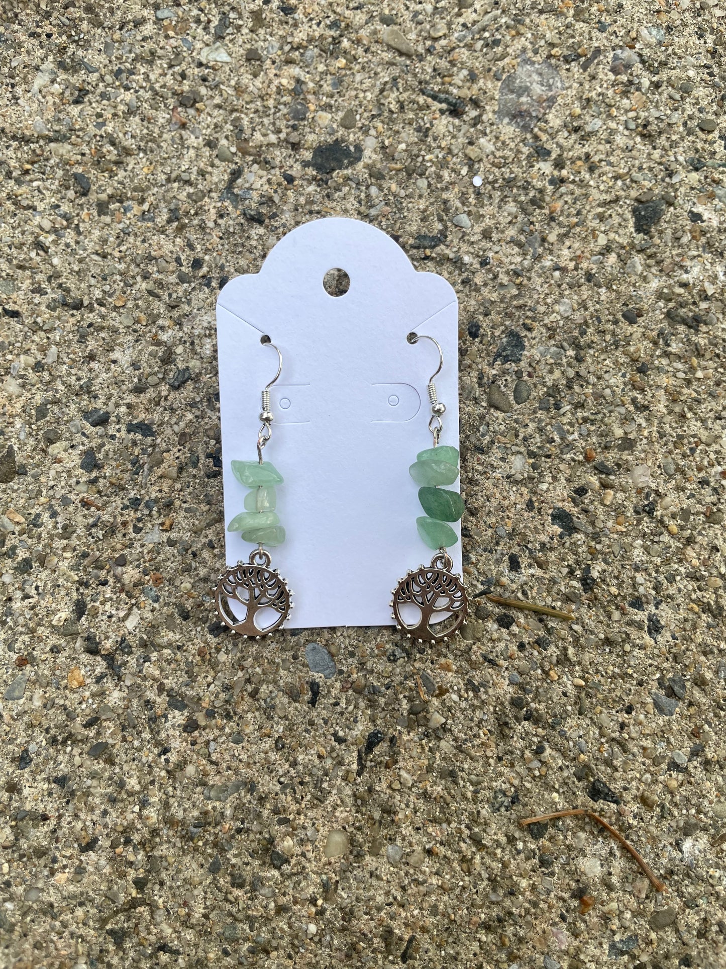 Tree of Life and Crystal Earrings - Green Aventurine or Tigers Eye