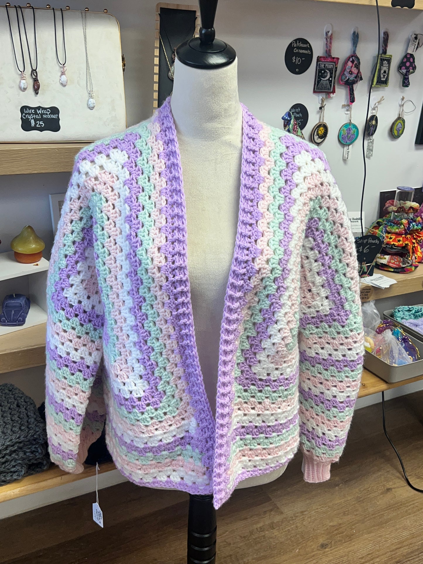 "Sorbet" Pastel Crocheted Cardigan