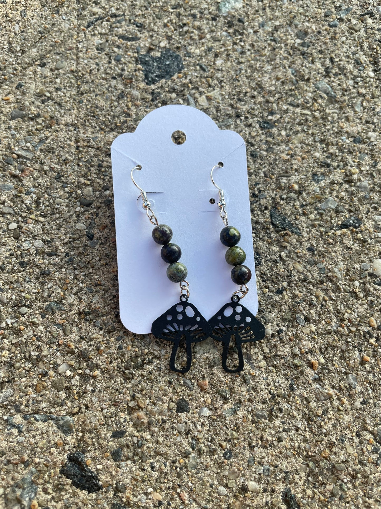 Serpentine and Mushroom Earrings