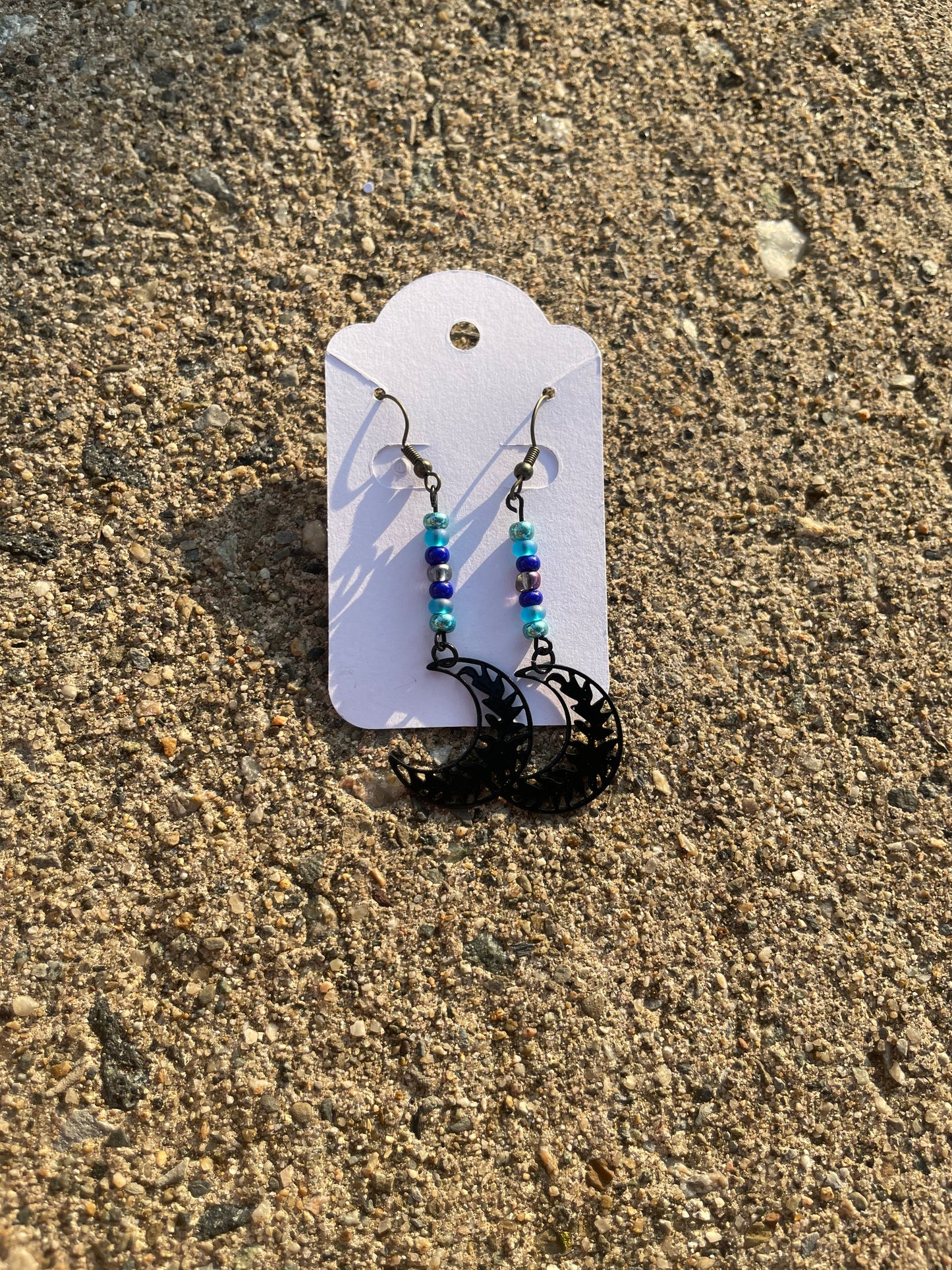 Floral Moon Seed Bead Earrings
