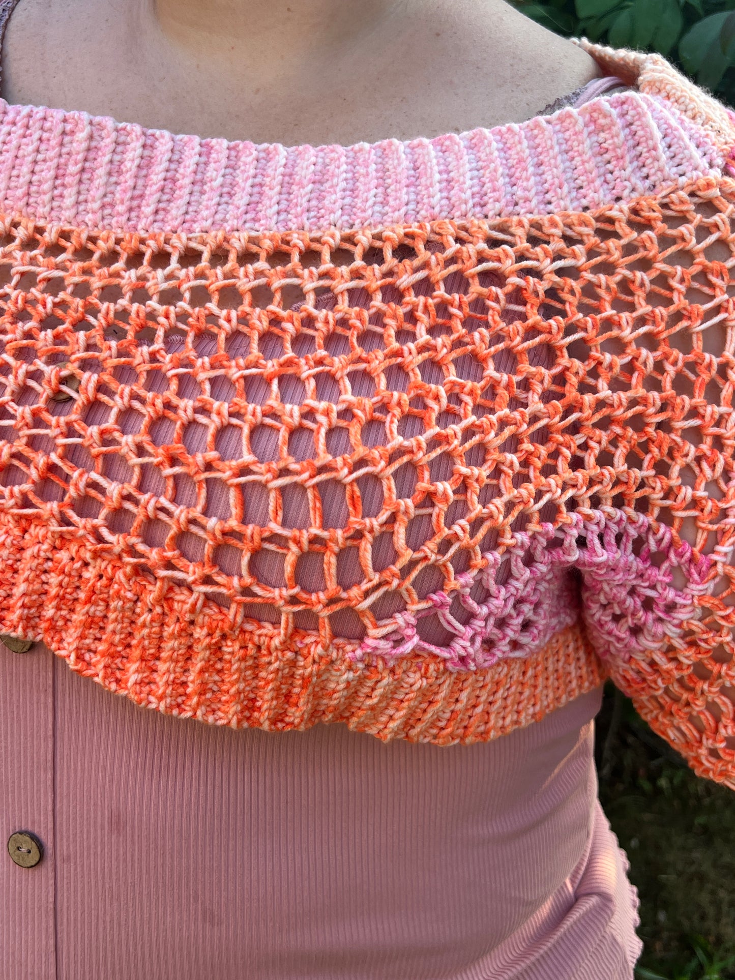 Orange and Pink Ombré Cropped Sweater
