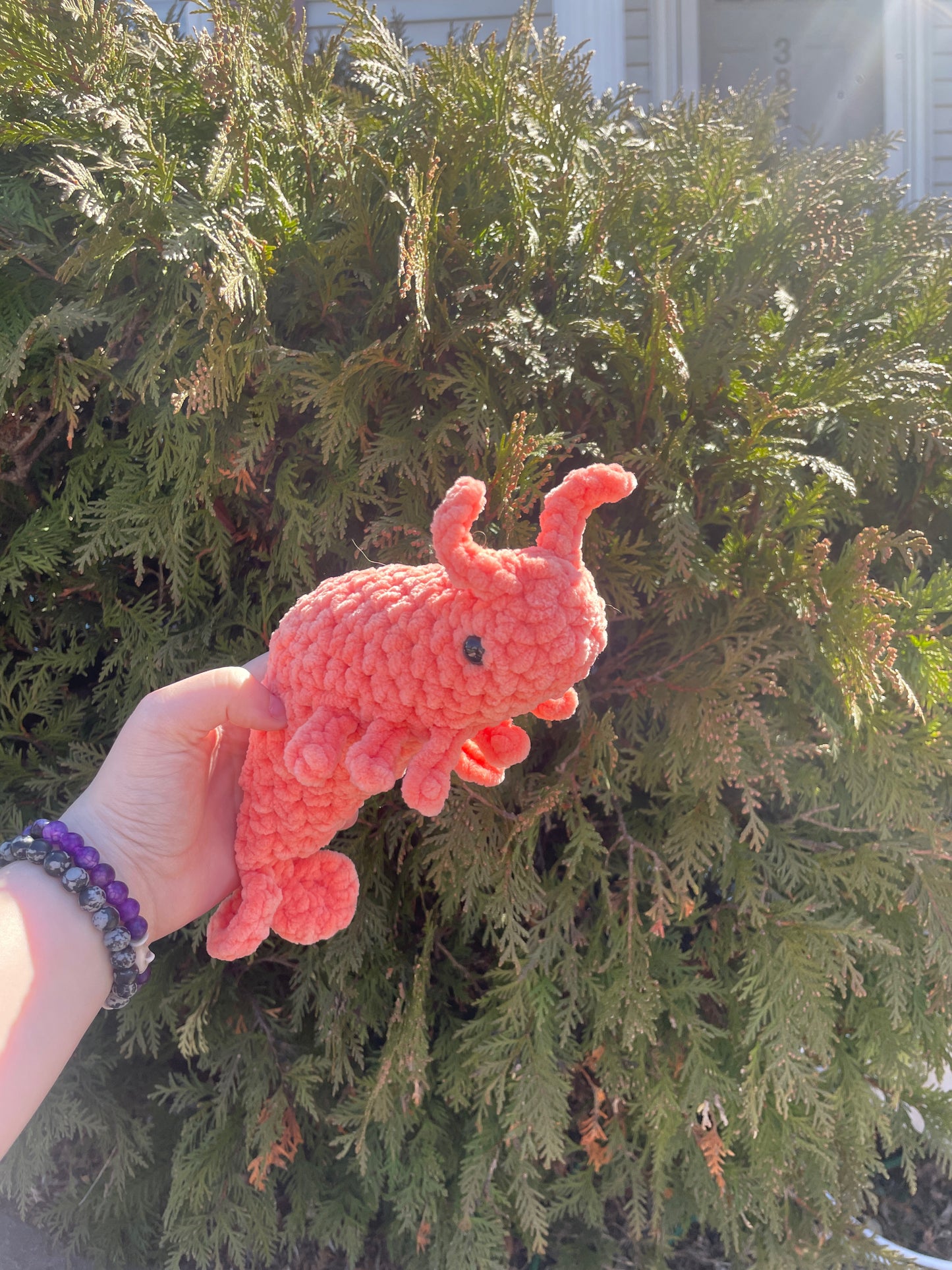 Crochet shrimp plushie