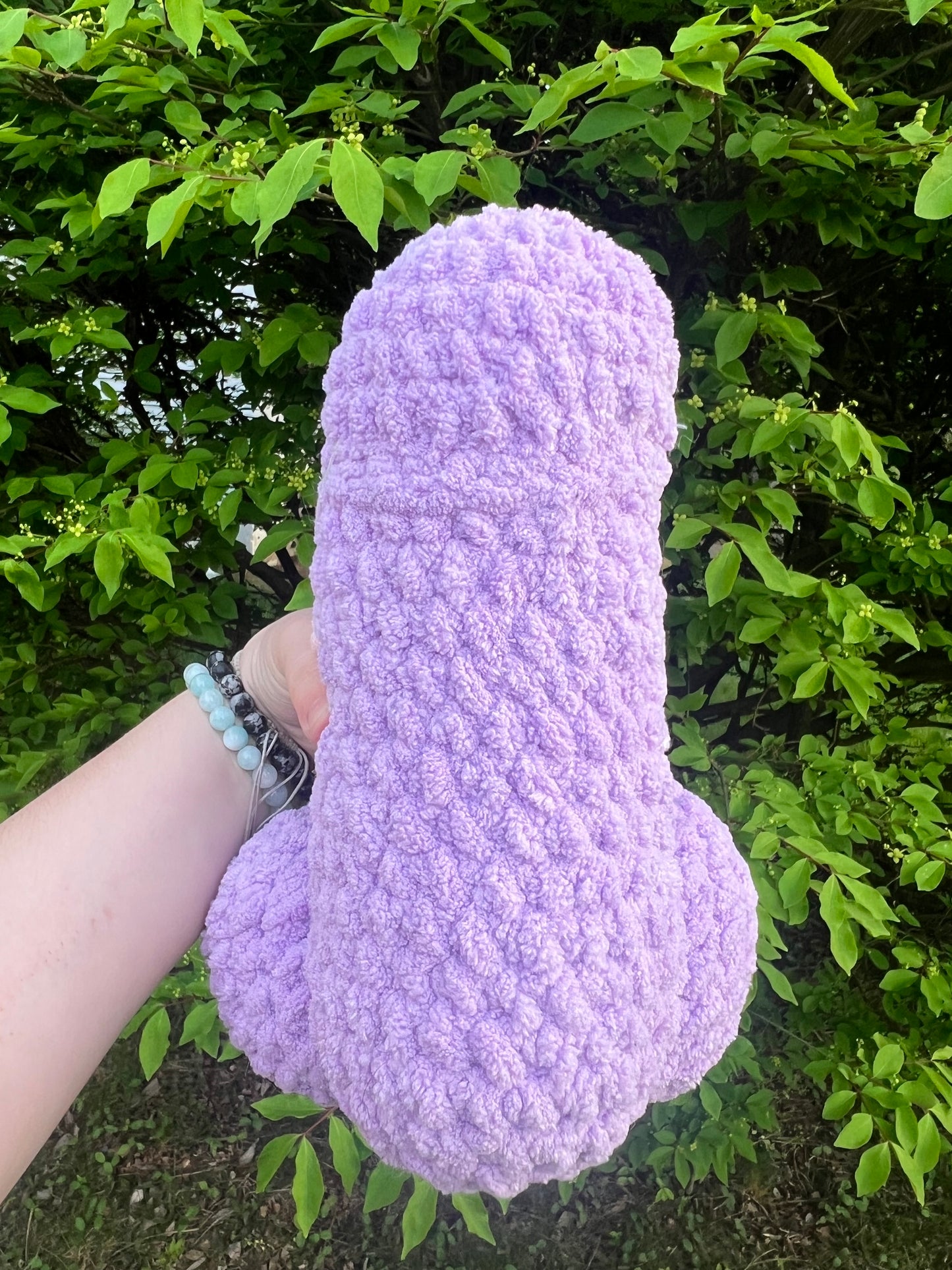 Purple weenie plush