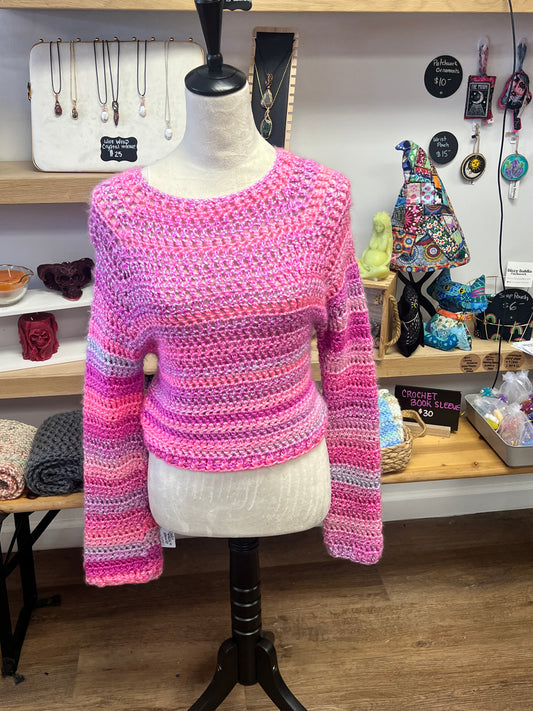 "Berry Bliss" Pink and Purple Crocheted Sweater