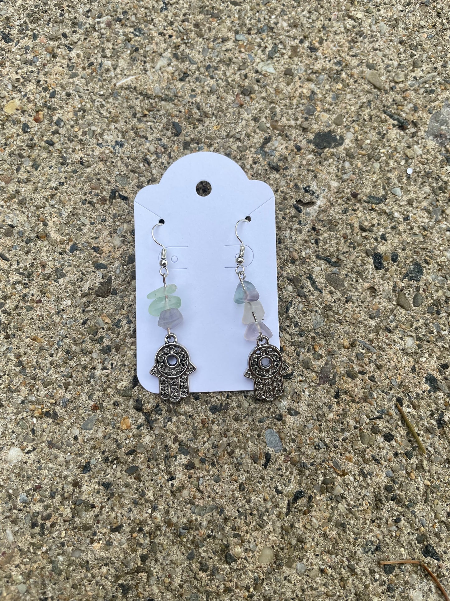 Hamsa and Flourite Earrings