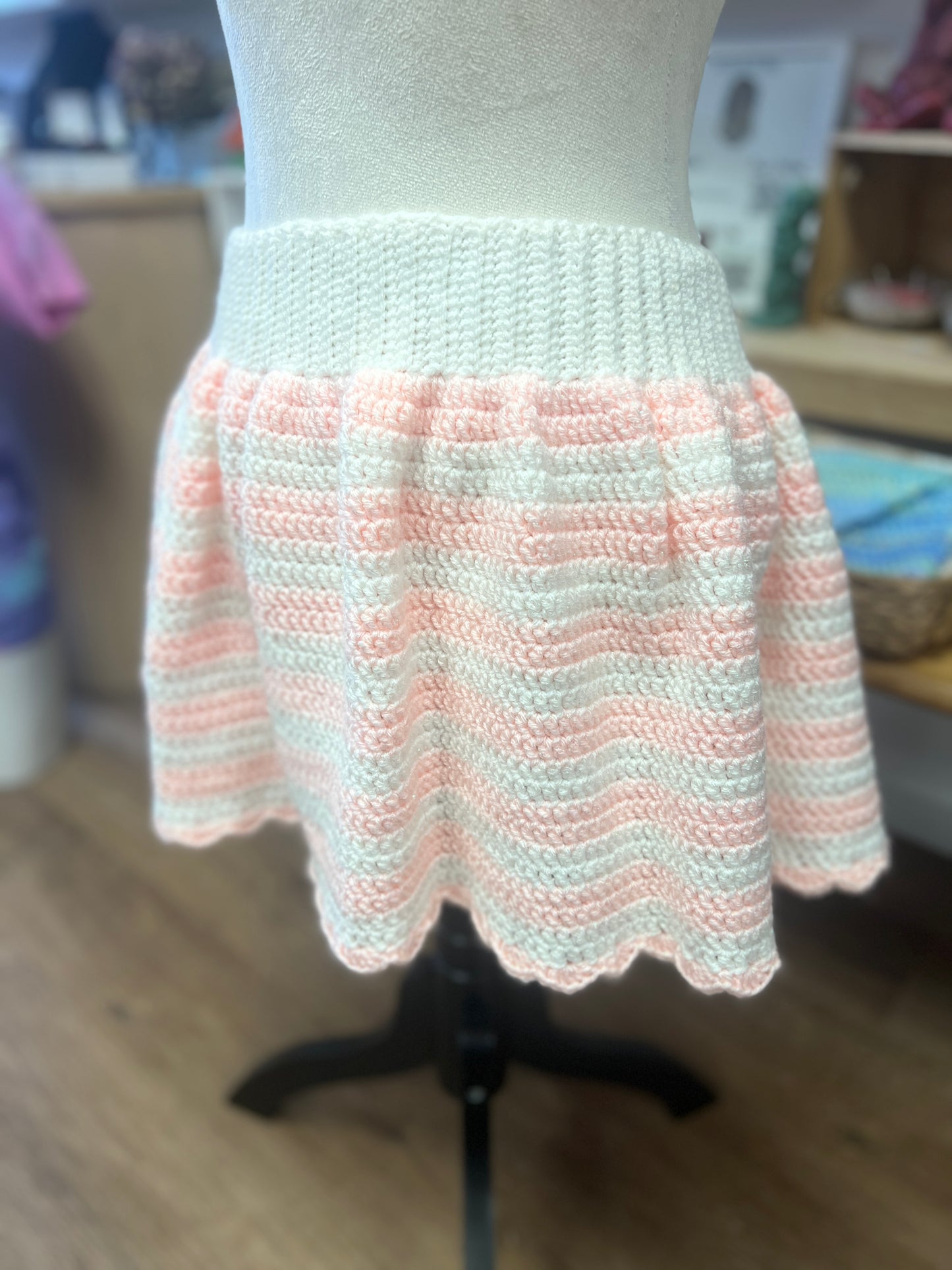 Pastel Striped Crochet Skirt