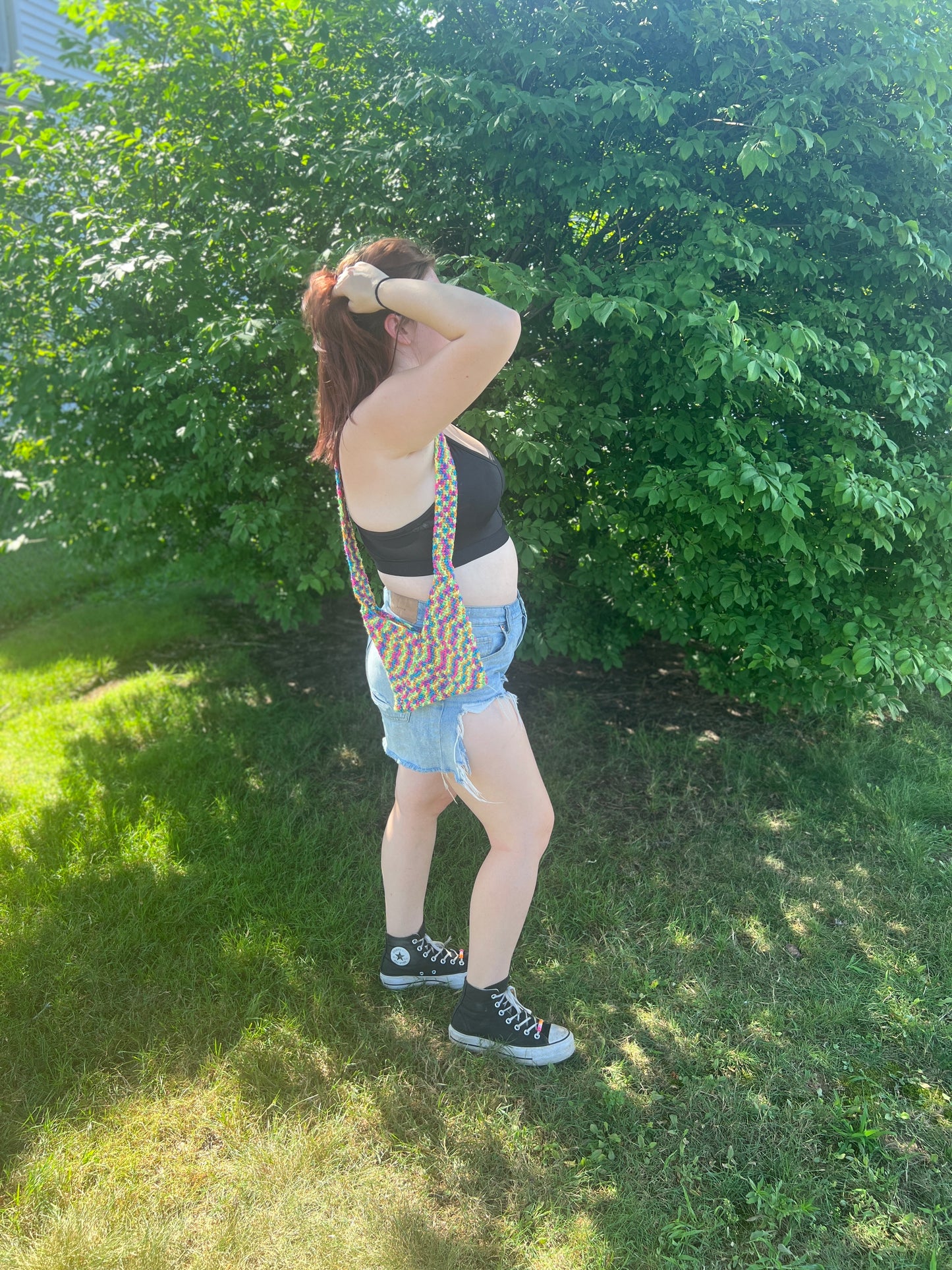 Small Rainbow Crochet Shoulder Bag