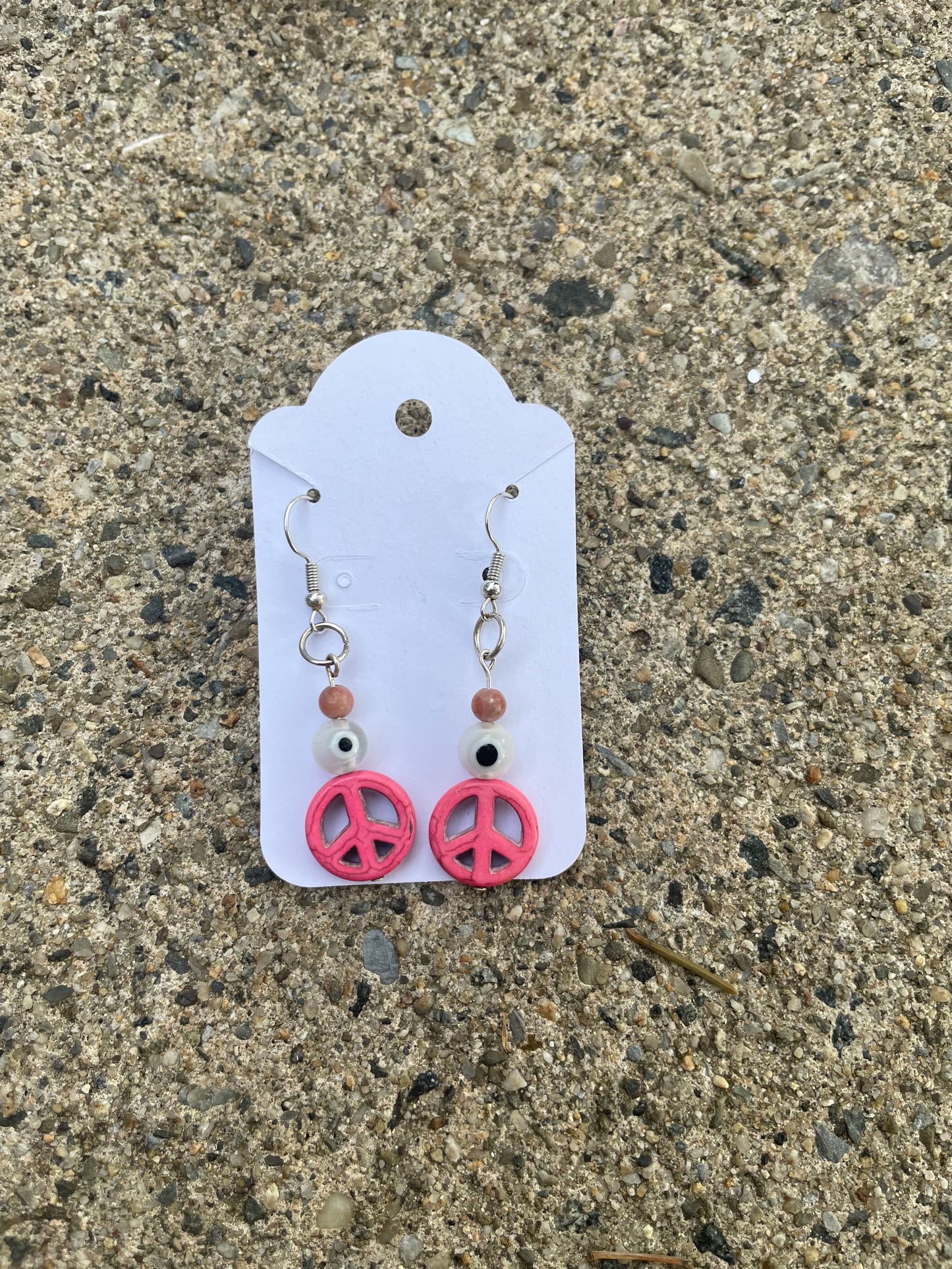Peace Sign and Sunstone Earrings