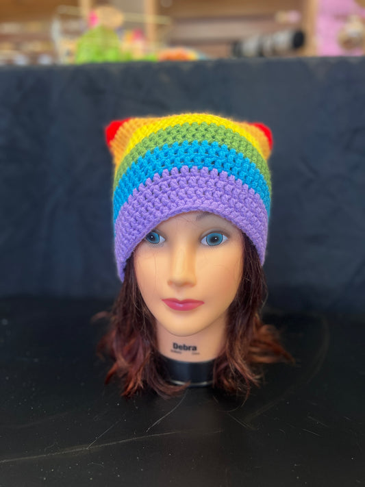 Rainbow Cat Ear Beanie