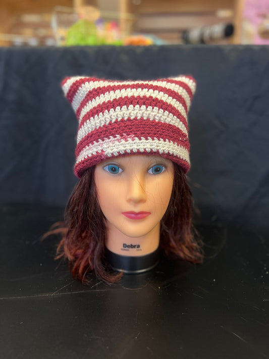 Candy Cane Cat Ear Beanie