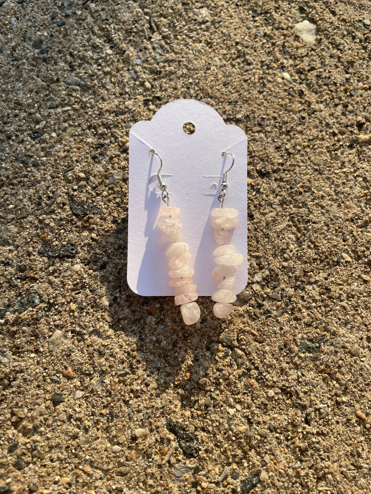 Rose Quartz Chip Stack Earrings
